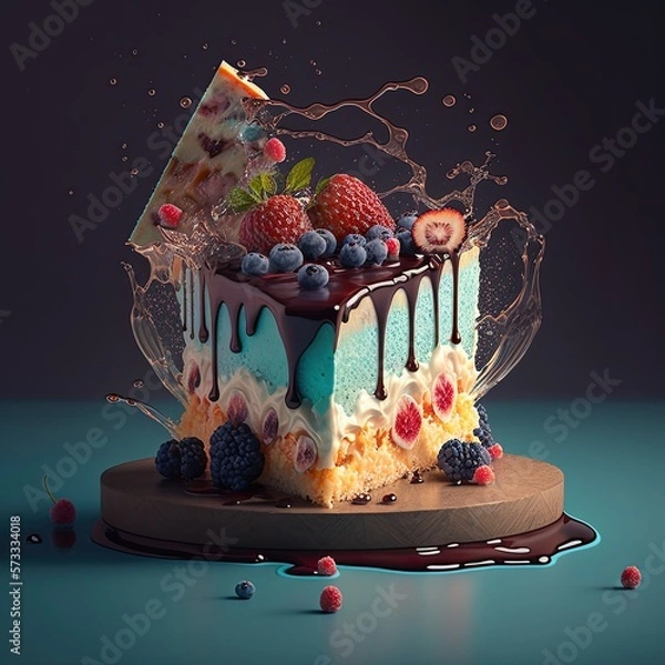 Fototapeta Elegant Fancy Decorated Cake - Generative AI