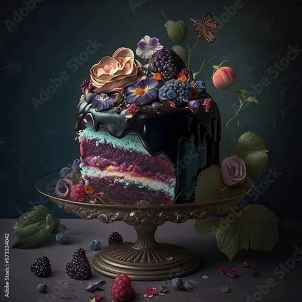 Fototapeta Elegant Fancy Decorated Cake - Generative AI