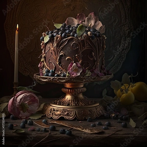 Fototapeta Elegant Fancy Decorated Cake - Generative AI