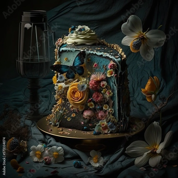 Fototapeta Elegant Fancy Decorated Cake - Generative AI