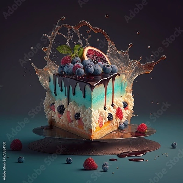 Fototapeta Elegant Fancy Decorated Cake - Generative AI