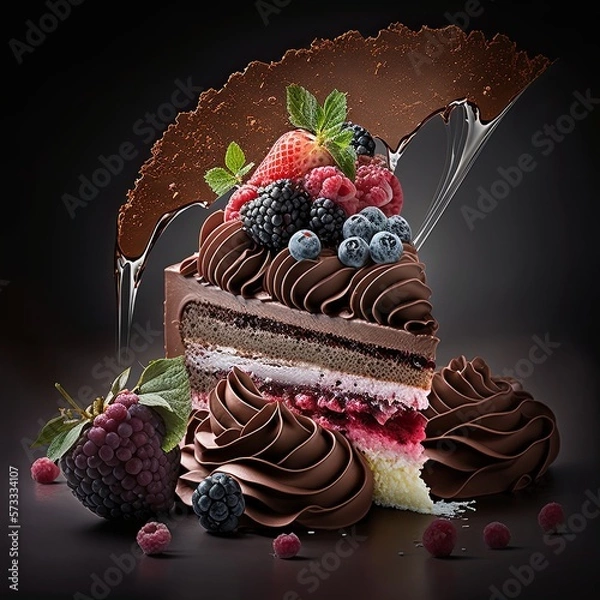 Fototapeta Elegant Fancy Decorated Cake - Generative AI