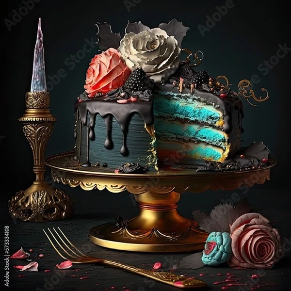 Fototapeta Elegant Fancy Decorated Cake - Generative AI