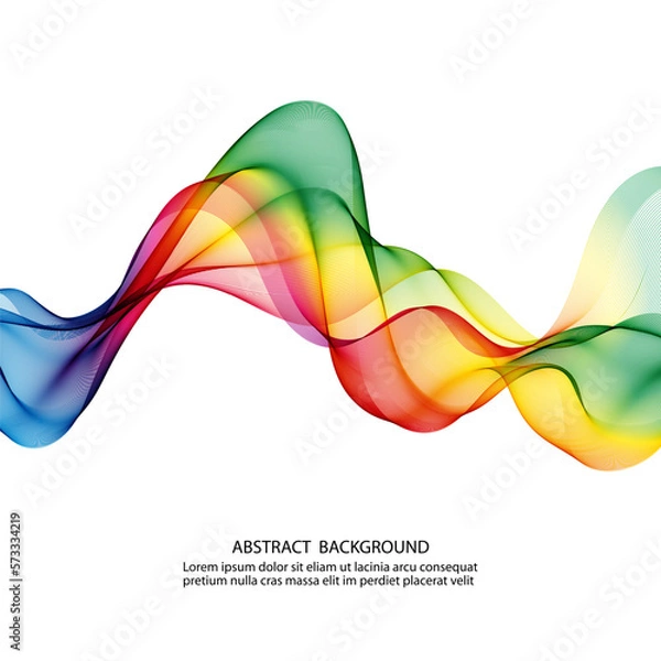 Fototapeta Beautiful rainbow wave on white background, design of wavy wave lines