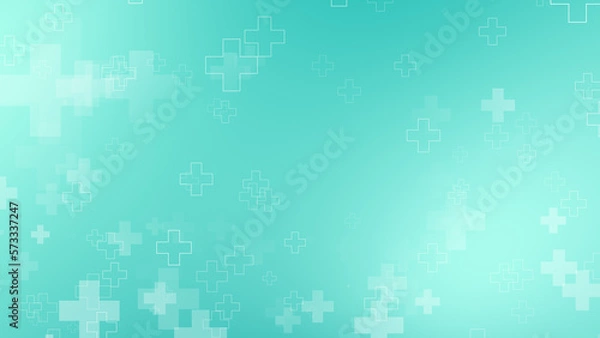 Obraz Abstract medical green blue cross pattern background.