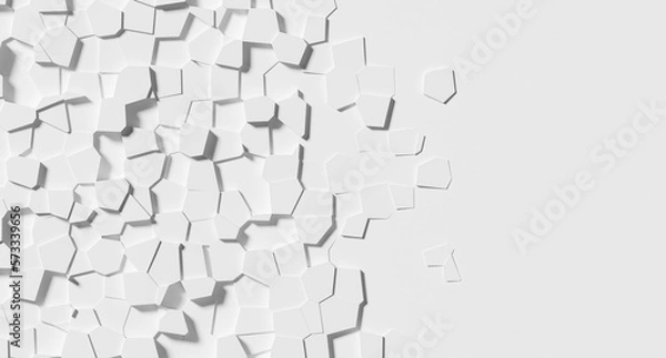 Obraz Random shifted white polygon geometrical small prism shaped fracture structure pattern background wallpaper banner fade out with copy space