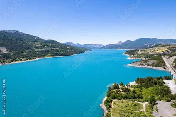 Fototapeta Vue panoramique sur le lac de Serre Ponçon