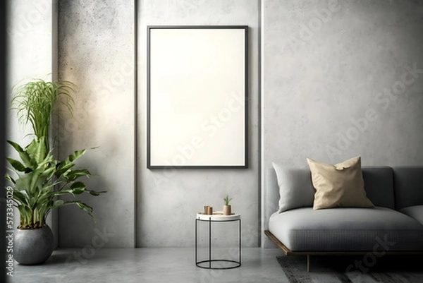 Fototapeta Frame mockup in living room. Generative AI.