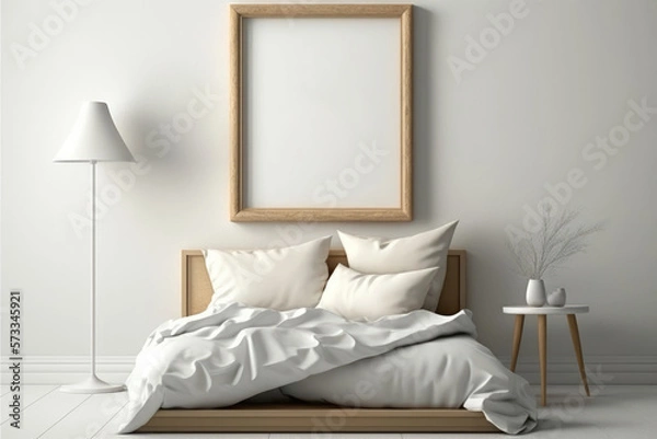 Fototapeta olden wodden picture frame mockup vertical frame - generative ai