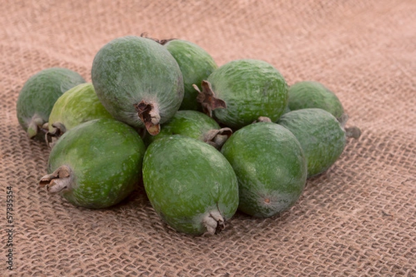 Obraz Feijoa on a substrate sacking.