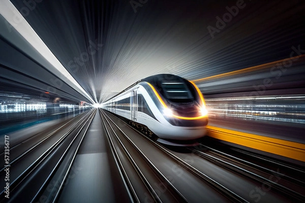 Obraz Bullet Train Motion Blur - Generative Ai