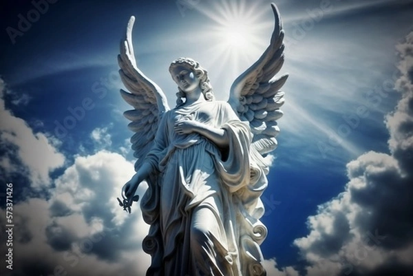 Fototapeta Angel in the blue sky, Generative AI