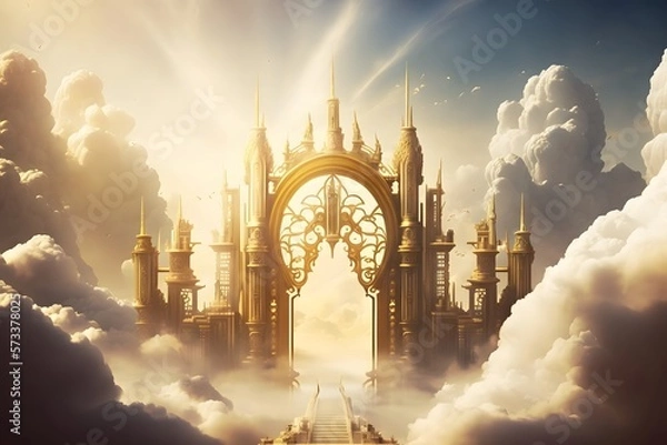 Obraz heaven golden city created using AI Generative Technology
