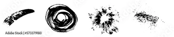 Obraz 迫力ある墨の毛筆,飛沫素材,透過PNG