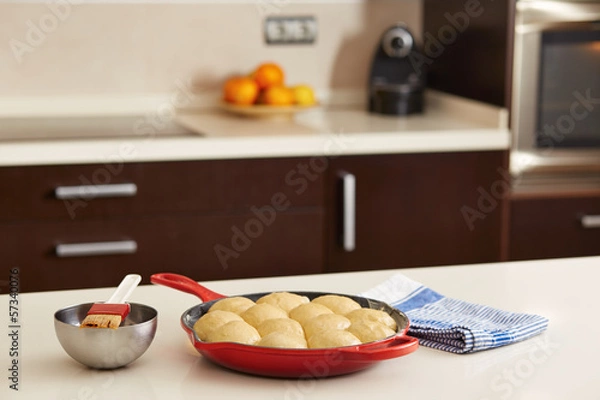 Obraz Raw brioche in a pan