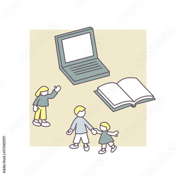 Obraz ノートパソコンと筆記用具。記録と勤労