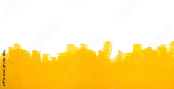 Fototapeta Yellow brush strokes acrylic paints on white background. Banner texture background with copy space.