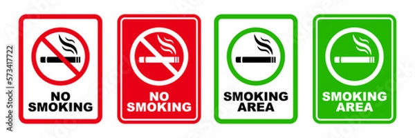 Obraz no smoking area and smoking area sign printable red stop symbol set ban silhouette icon design template
