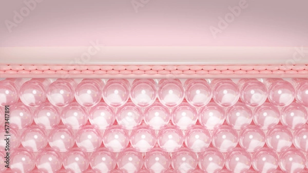 Fototapeta 3D rendering Layers of the skin's microstructure. the concept for cosmetics.