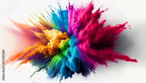 Obraz multi color powder explosion on white background