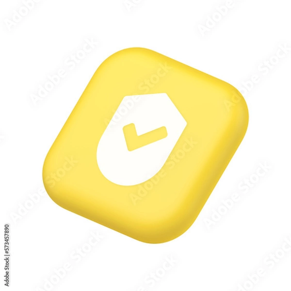 Obraz Done checkmark shield button success protection approved password web app symbol website icon 3d rendering