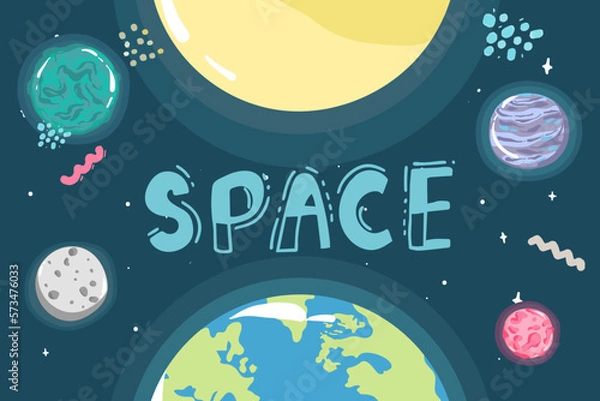 Fototapeta Planet earth cosmic night view with sunshine light on the globe surface astronomic realistic poster vector illustration
