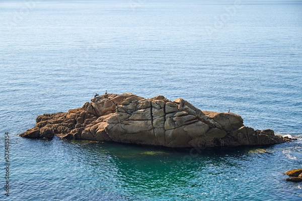 Obraz Felseninsel mit Vögeln im ruhigen Meer