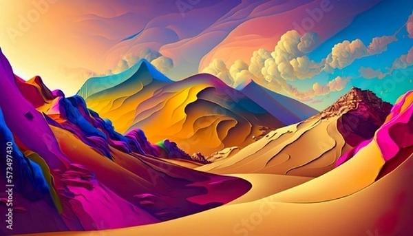Obraz sunset in colorfull mountains (Generative AI)