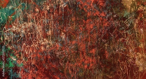 Fototapeta Abstract Grunge Background Graphic Watercolor Stylization on Textured Canvas of Chaetic Strokes of Paint Spots