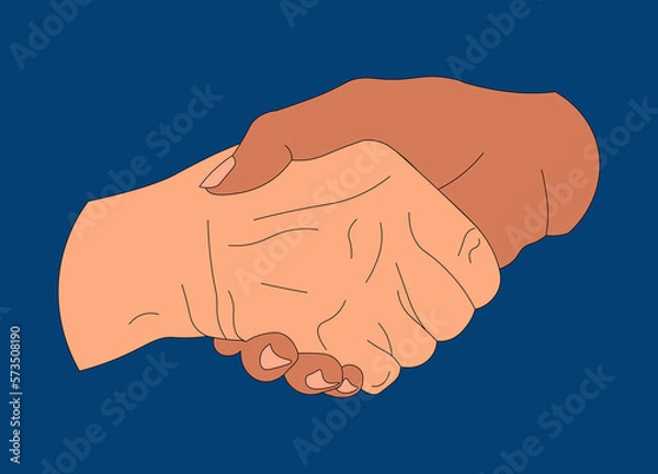 Fototapeta Elderly hand and young person's hand handshaking (2)
