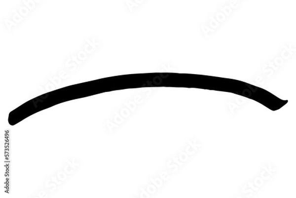 Fototapeta Black stain of paint brush isolated on white background. Hand-drawn spot of paint, ink. Grunge dye splash. Marker, highlighter smear. Copy space banner. Vector illustration for substrate, base, stamp