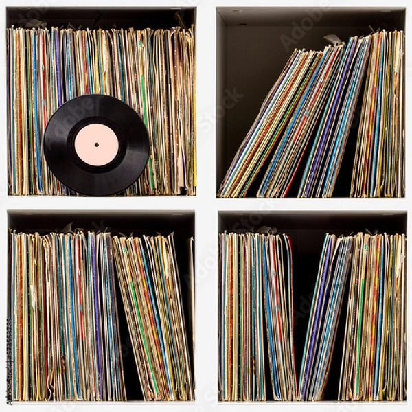 Fototapeta Vinyl records. Music background. Copy space. Banner