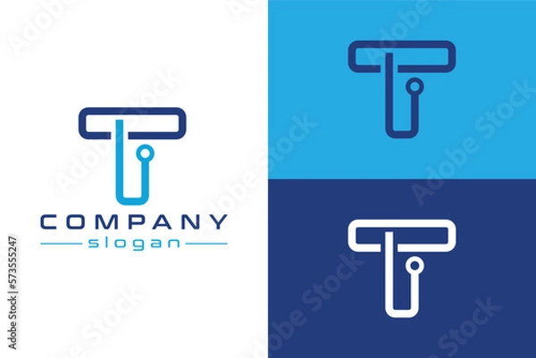 Fototapeta Letter T with line concept. Very suitable for symbol, logo, company name, brand name, personal name, icon and many more.