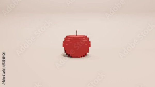 Obraz ３DCG赤いブロックでできたリンゴ