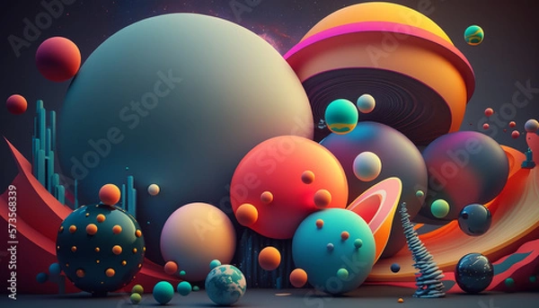 Fototapeta planets 3d space. Generative AI