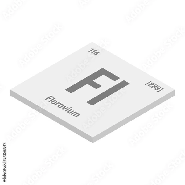 Fototapeta Europium, Eu, gray 3D isometric illustration of periodic table element with name, symbol, atomic number and weight. Rare earth metal with various industrial uses, such as in color television screens
