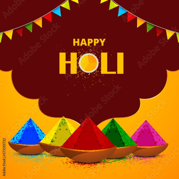 Obraz illustration of bowl full of colorful gulal for holi background