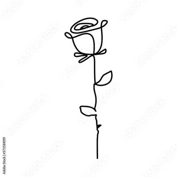 Obraz Rose flower icon. Continuous one line drawing.