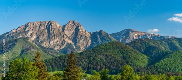 Fototapeta Poland 2022. Beautiful view on the snow Tatry. Zakopane, Giewont, Kasprowy Wierch, Swinica, Rysy, Kresanica.