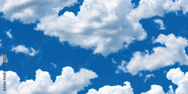Fototapeta Clouds on the blue sky seamless texture, pattern background (created with Generative AI)