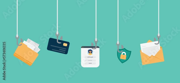 Obraz Phishing scam concept. Fraud protection, password steal, data phishing