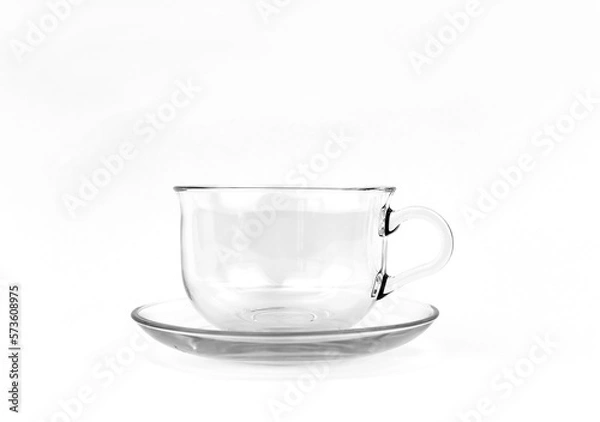 Fototapeta Glass cup for tea on a white background