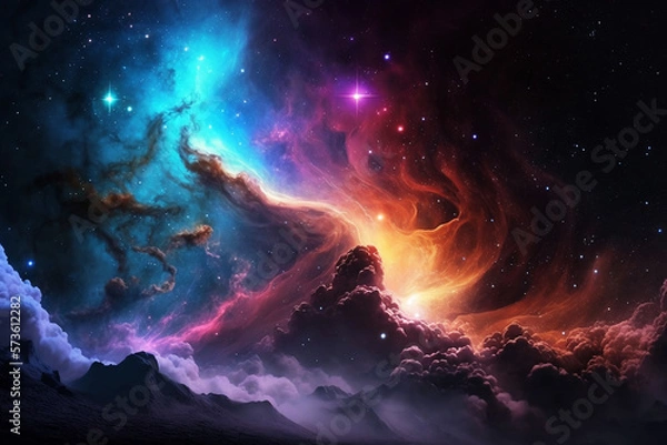 Obraz Colorful nebula background. Ai generated