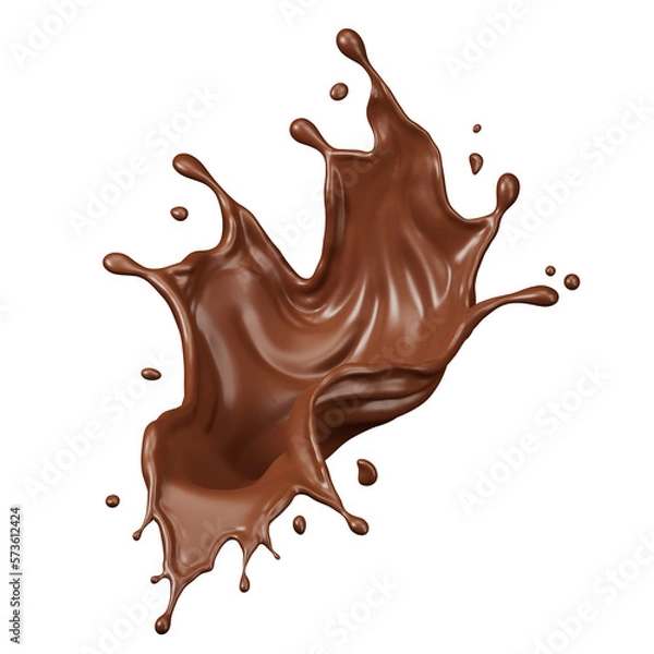Obraz Chocolate isolated splashes wave. 3D render illustration