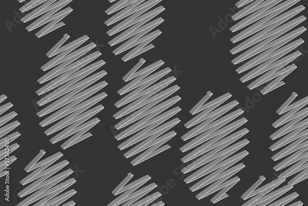 Fototapeta Grey Vector Isometric Lattice Background Seamless Pattern, 3D Illustration