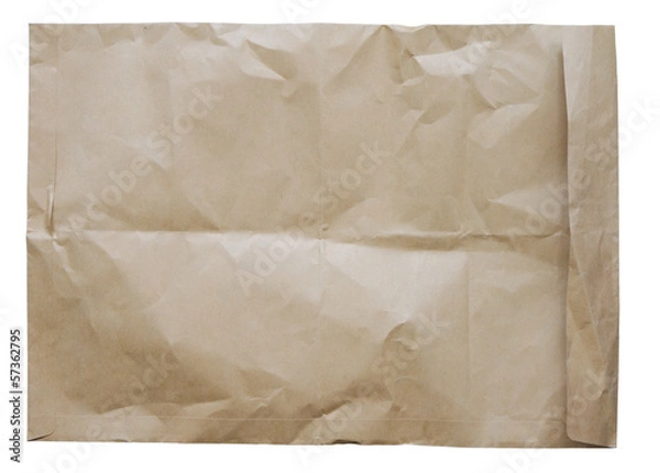 Fototapeta Crumpled brown envelope on white