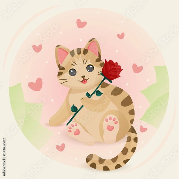 Obraz Cute cat with rose