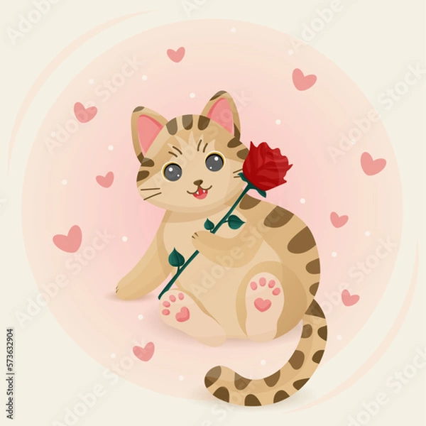 Obraz Cute cat with rose
