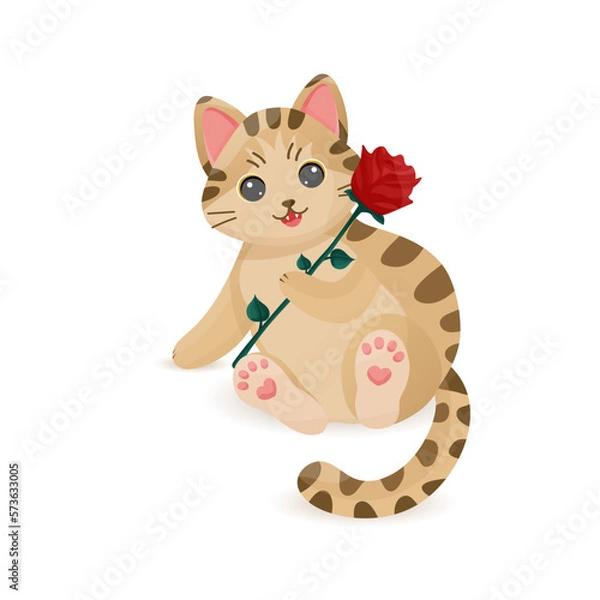 Obraz Cute cat with rose
