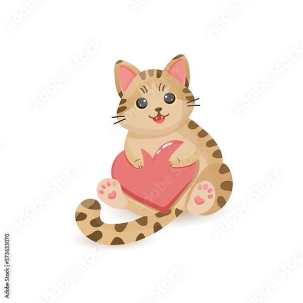 Obraz Cute cat with heart